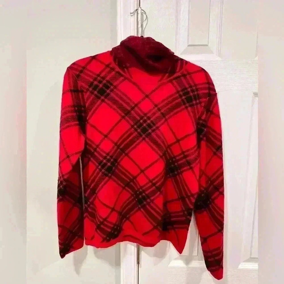 Talbots Women’s size Medium Sweater red and black pattern - Picture 1 of 5